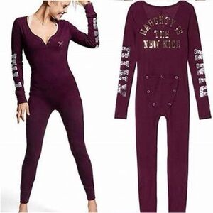 Victorias Secret PINK Bling NAUGHTY Thermal One Piece Pajamas Long Jane